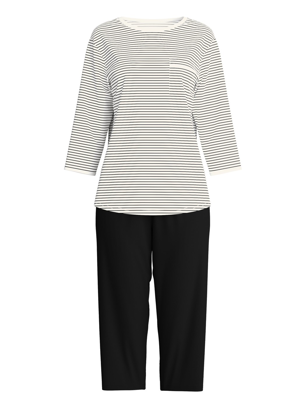 Damen - 3/4-Pyjama aus 100% Baumwolle in Beige, Gestreift aus Serie Sweet Dreams von CALIDA