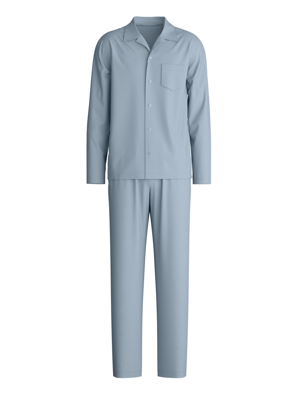 Herren - Pyjama mit Knöpfen aus Lyocell in Blau, Einfarbig aus Serie Nightwear Xtra von CALIDA