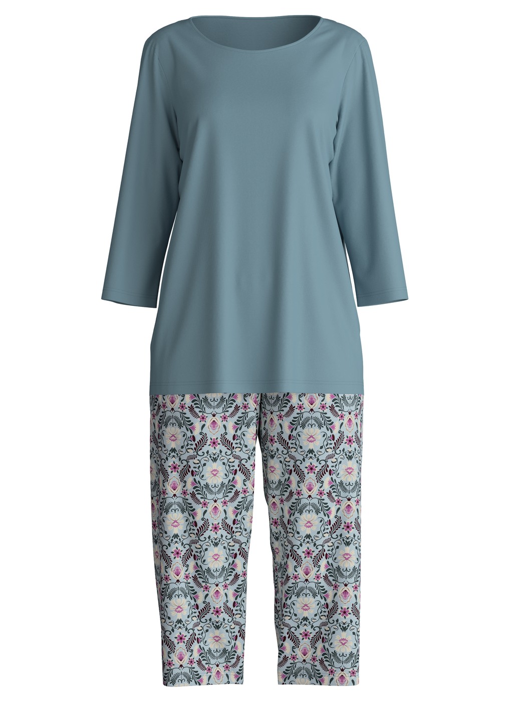 Damen - Capri-Pyjama aus 100% Baumwolle in Blau, Gemustert aus Serie Autumn Dreams von CALIDA