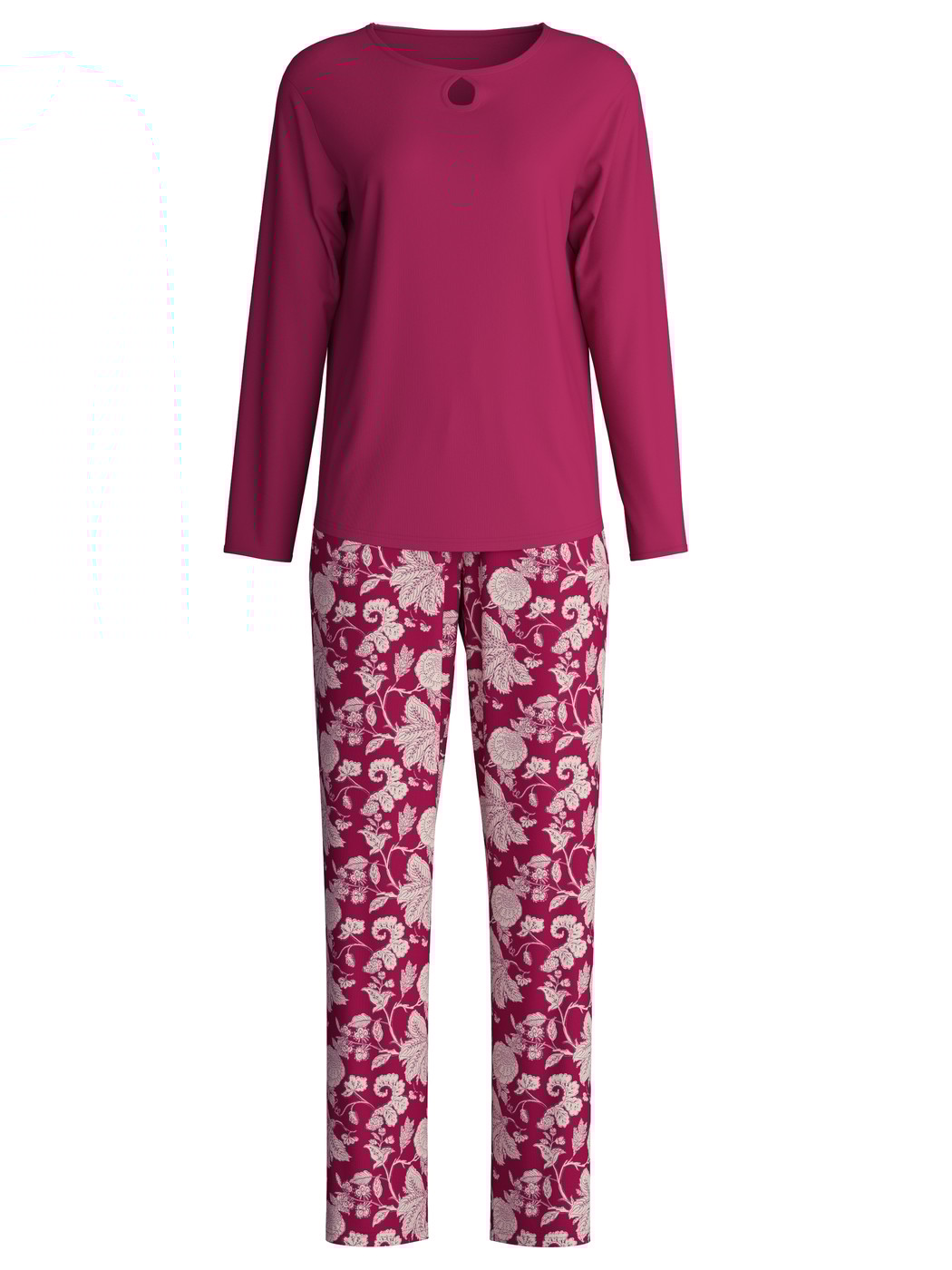 Damen - Pyjama, lang aus 100% Baumwolle in Violett, Floral aus Serie Sweet Dreams von CALIDA