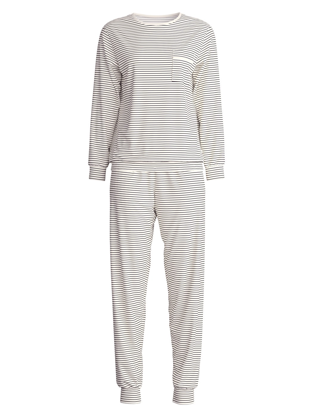 Women - Pyjama with cuff made of 100% Cotton in Beige, Striped, from the Sweet Dreams series by CALIDA