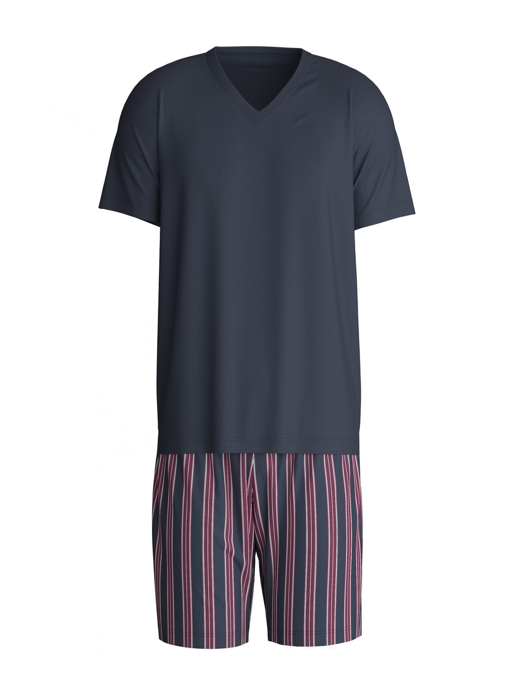 Herren - Kurz-Pyjama aus 100% Baumwolle in Blau, Gestreift aus Serie Nightwear Xtra von CALIDA