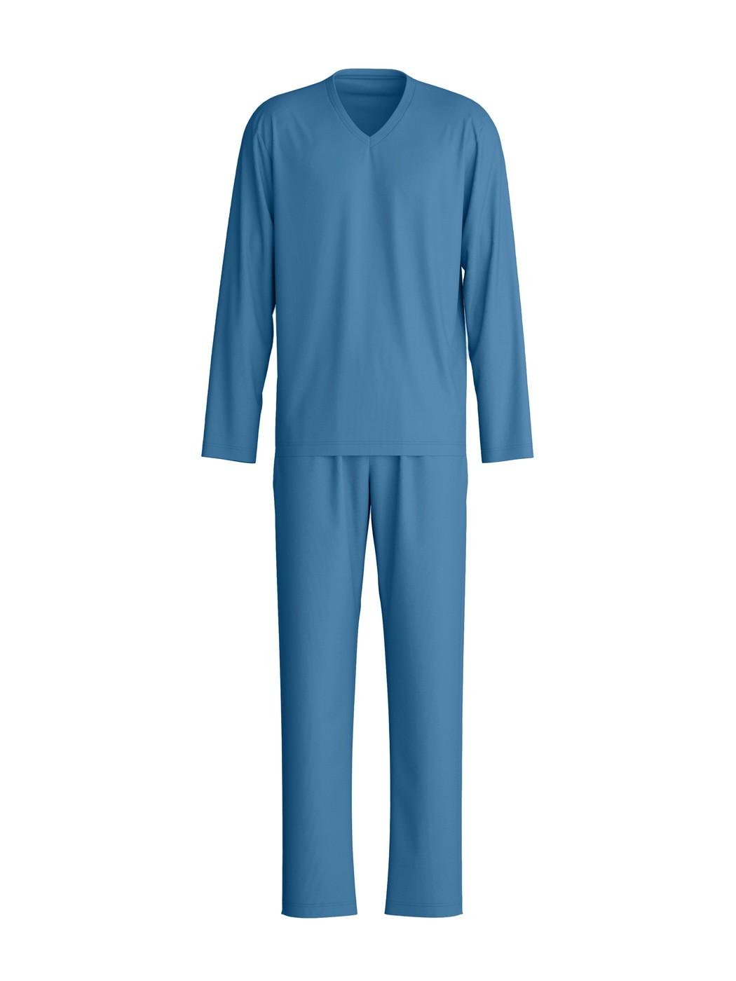 Herren - Pyjama, lang aus 100% Baumwolle in Blau, Einfarbig aus Serie Nightwear Xtra von CALIDA