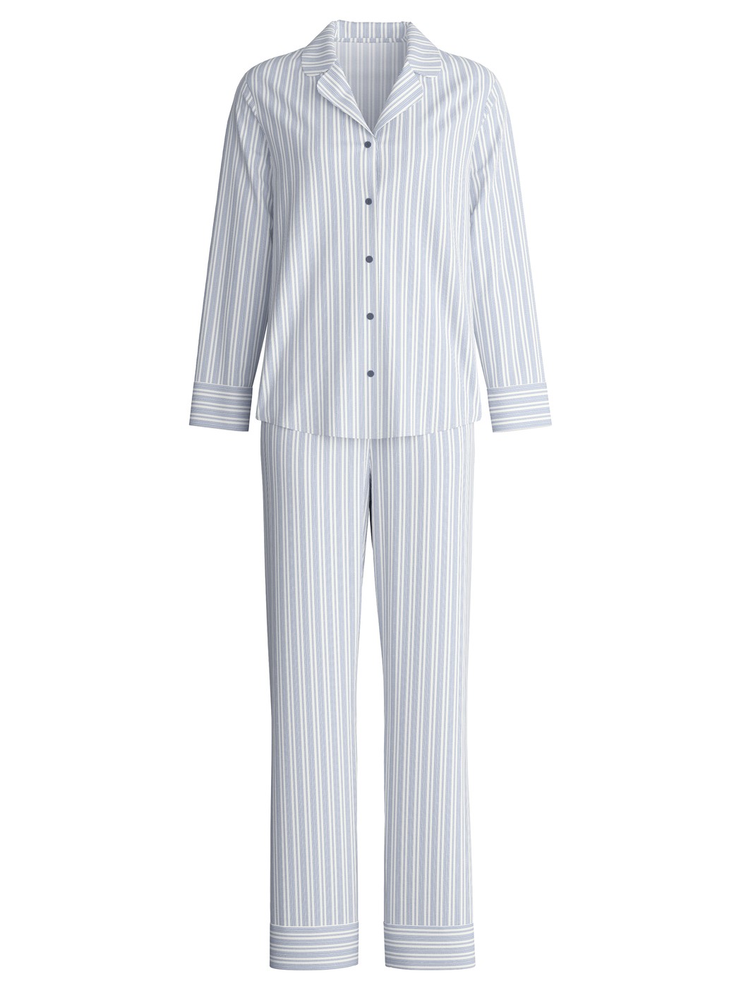 Women - Button-Up Pyjama made of 100% Cotton in Blue, Striped, from the Striped Dreams series by CALIDA