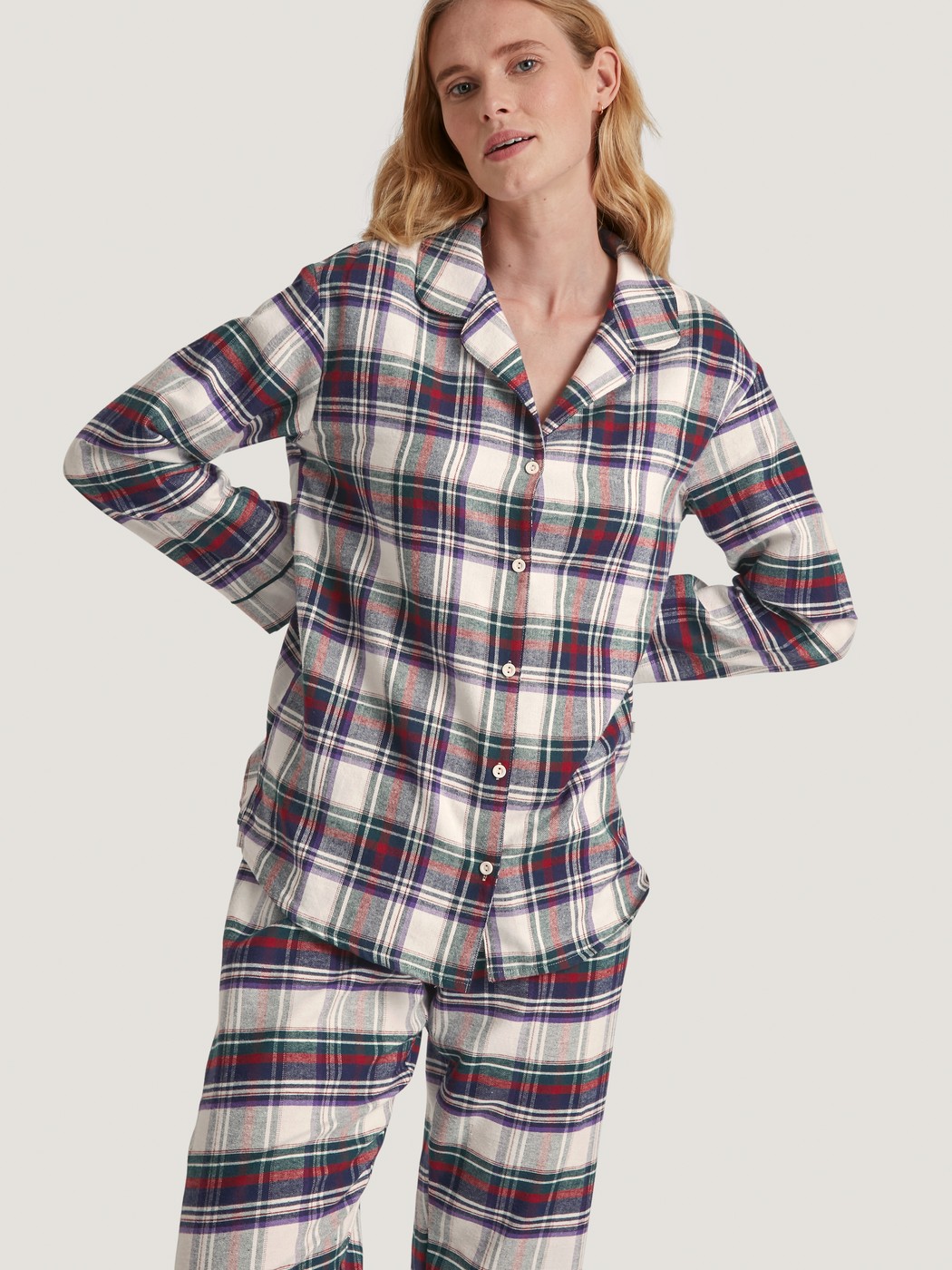 Flanell-Pyjama mit Knöpfen