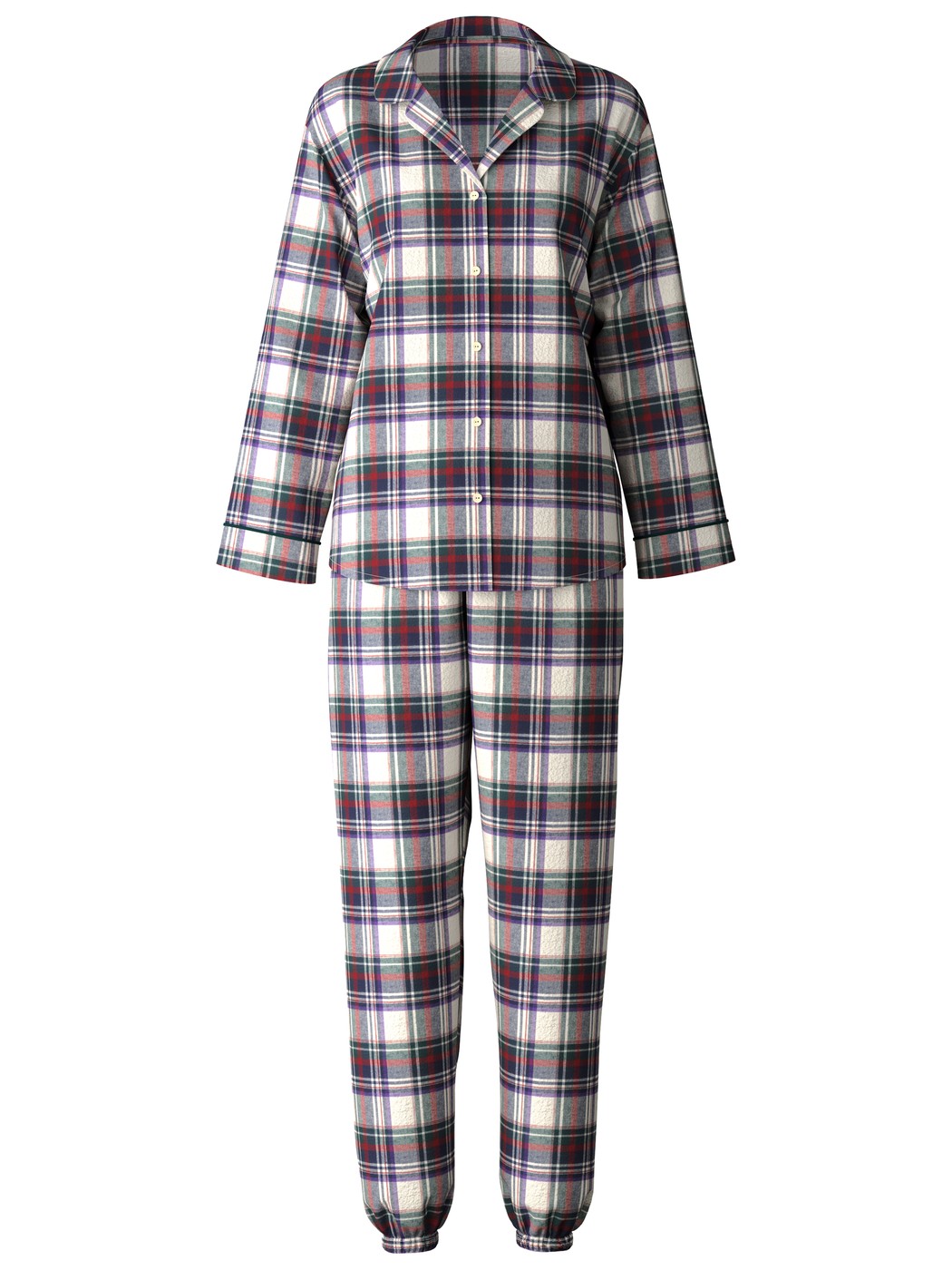 Flanell-Pyjama mit Knöpfen