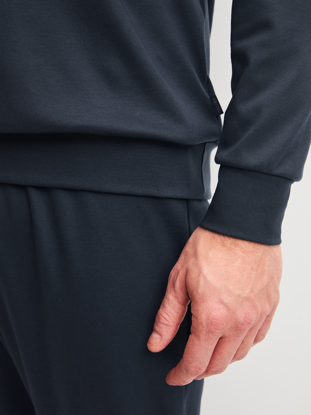 Men model is wearing  made of 100% Cotton in Blue, Unicoloured from the Relax Cosy Vibes 3 series by CALIDA, Detail