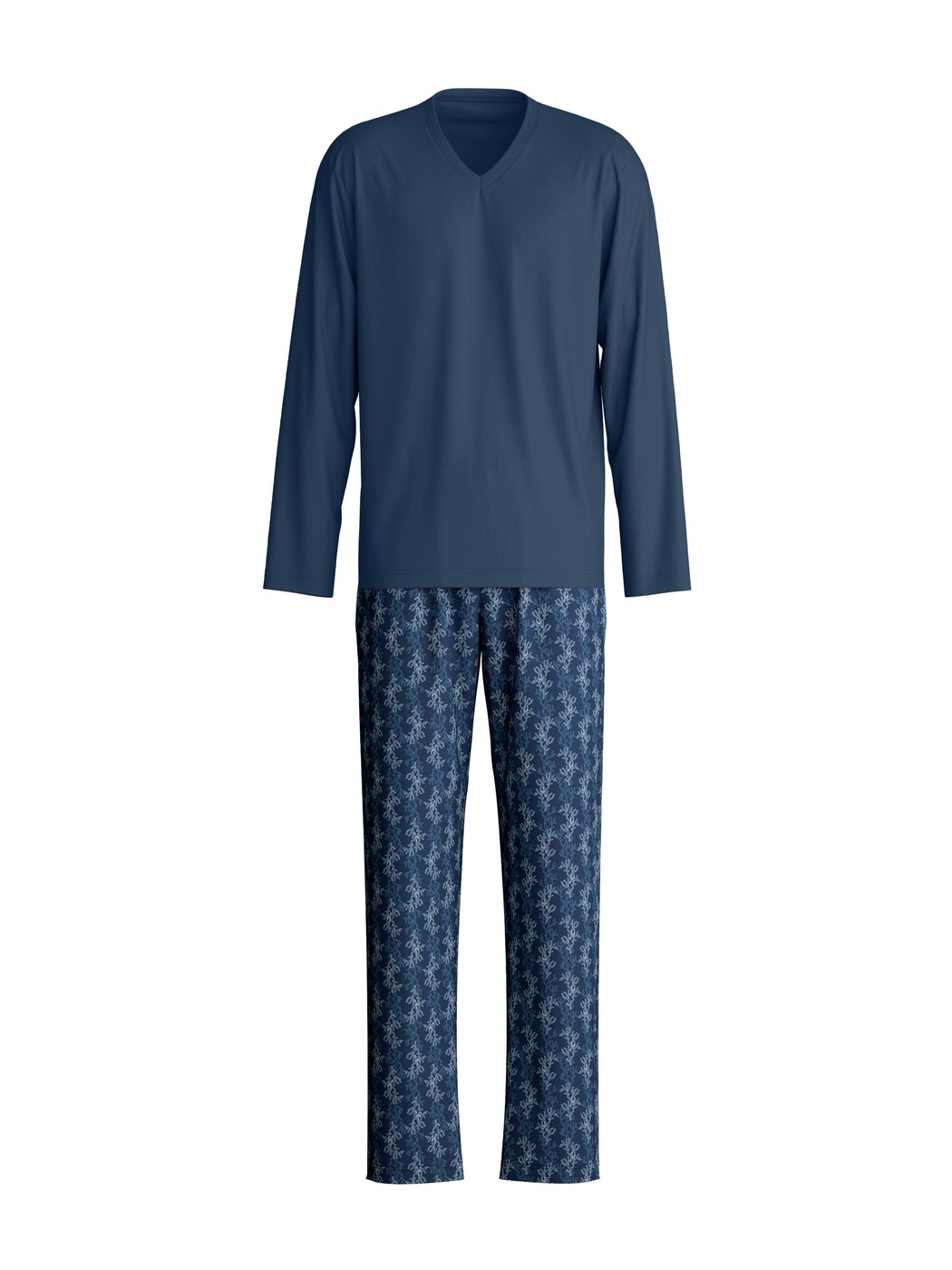 Herren - Pyjama, lang aus 100% Baumwolle in Blau, Gemustert aus Serie Nightwear Xtra von CALIDA