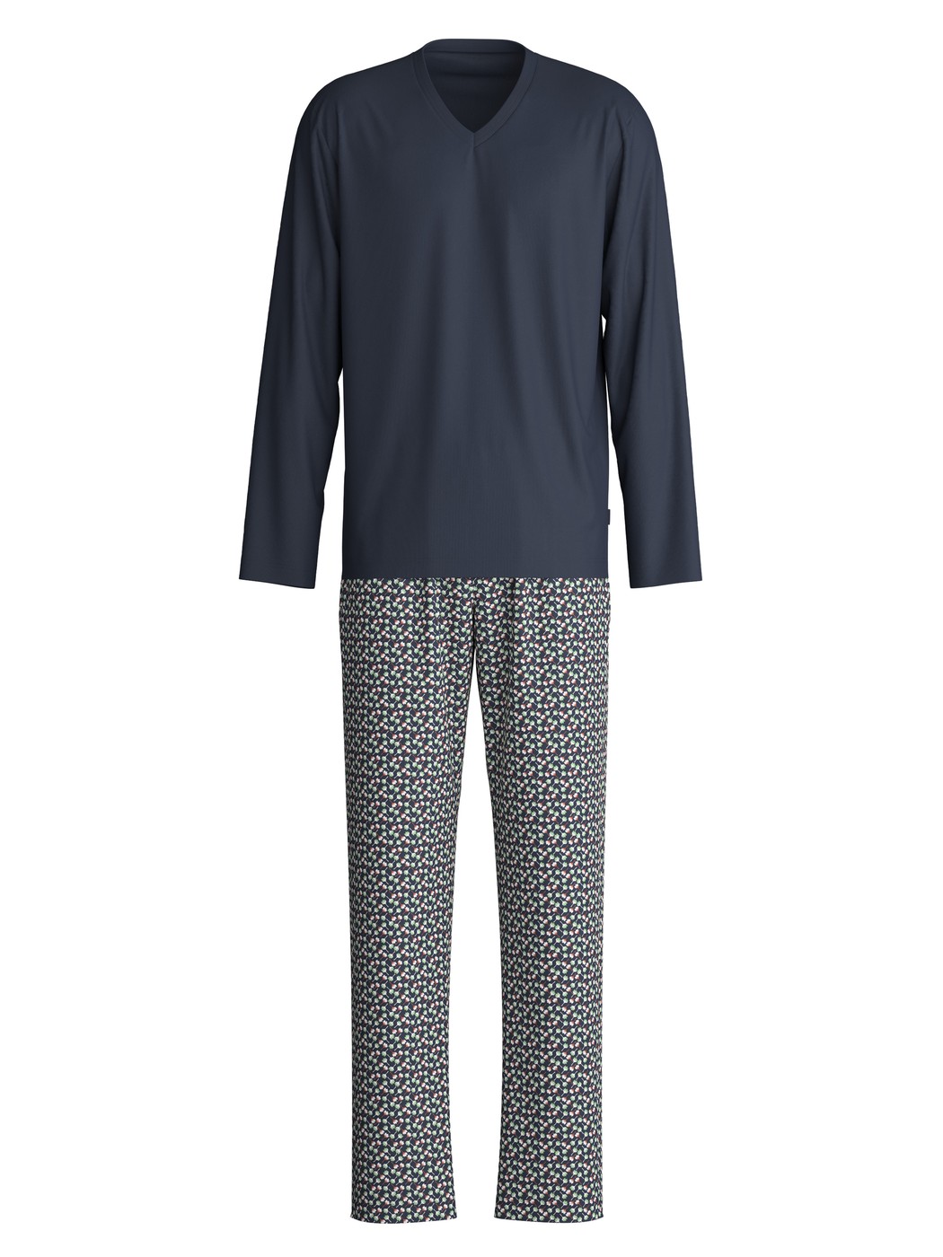 Herren - Pyjama, lang aus 100% Baumwolle in Blau, Gemustert aus Serie Nightwear Xtra von CALIDA