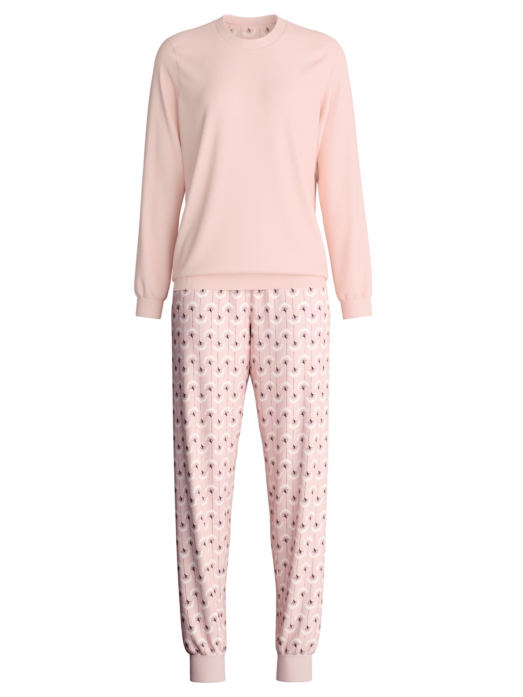 Damen - Bündchen-Pyjama aus 100% Baumwolle in Rosa, Floral aus Serie Midnight Flowers von CALIDA