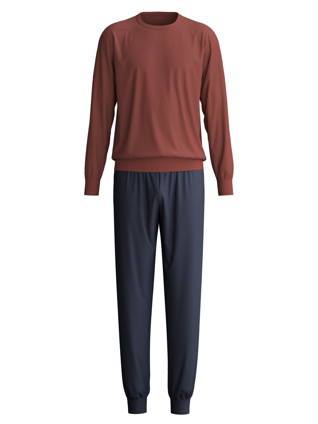 Herren - Bündchen-Pyjama aus 100% Baumwolle in Rot, Einfarbig aus Serie Relax Essentials von CALIDA