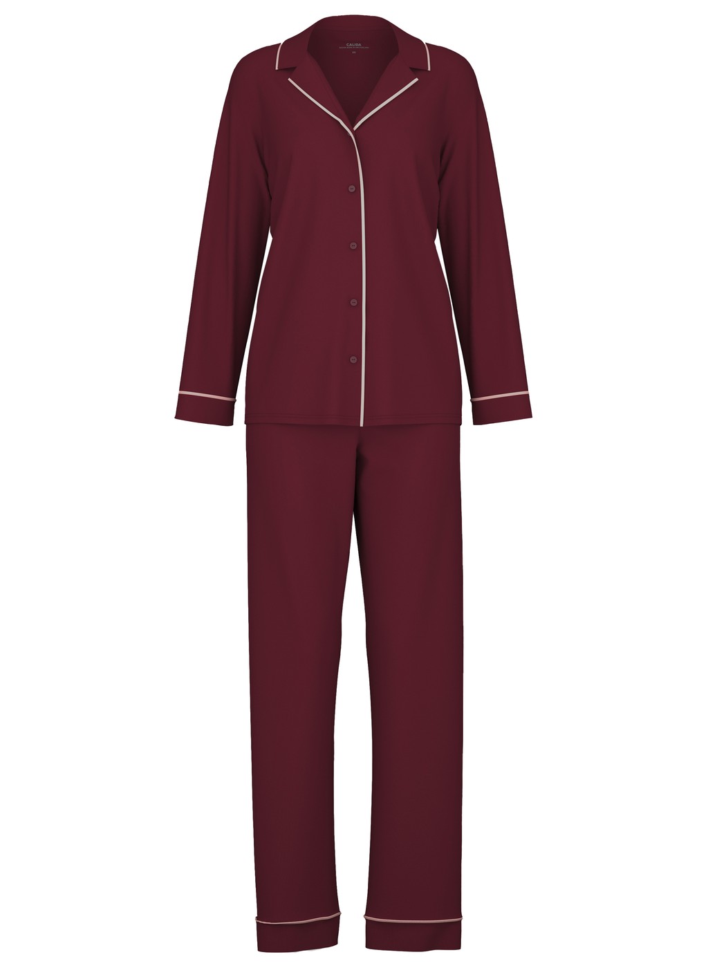 Femme - Pyjama à boutons en Swiss+Cotton de couleur Rouge, Unicolore, de la série Season Special de CALIDA