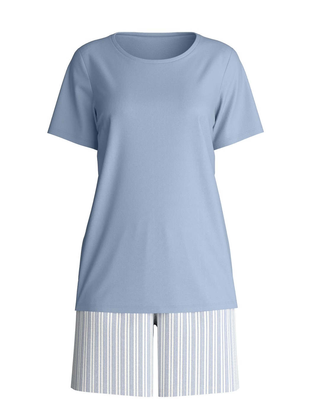 Damen - Kurz-Pyjama aus 100% Baumwolle in Blau, Gestreift aus Serie Striped Dreams von CALIDA