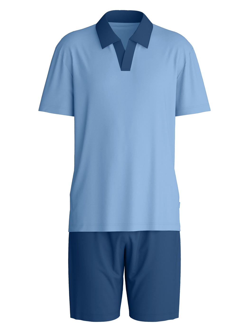 Homme - Pyjama court en Coton de couleur Bleu, Unicolore, de la série Relax Superlight de CALIDA