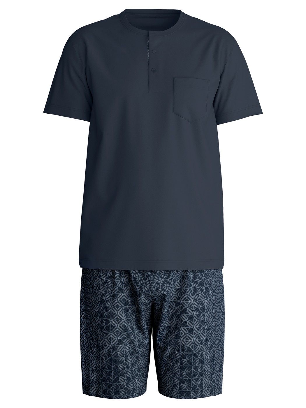 Herren - Kurz-Pyjama aus 100% Baumwolle in Blau, Gemustert aus Serie Relax Selected 2 von CALIDA