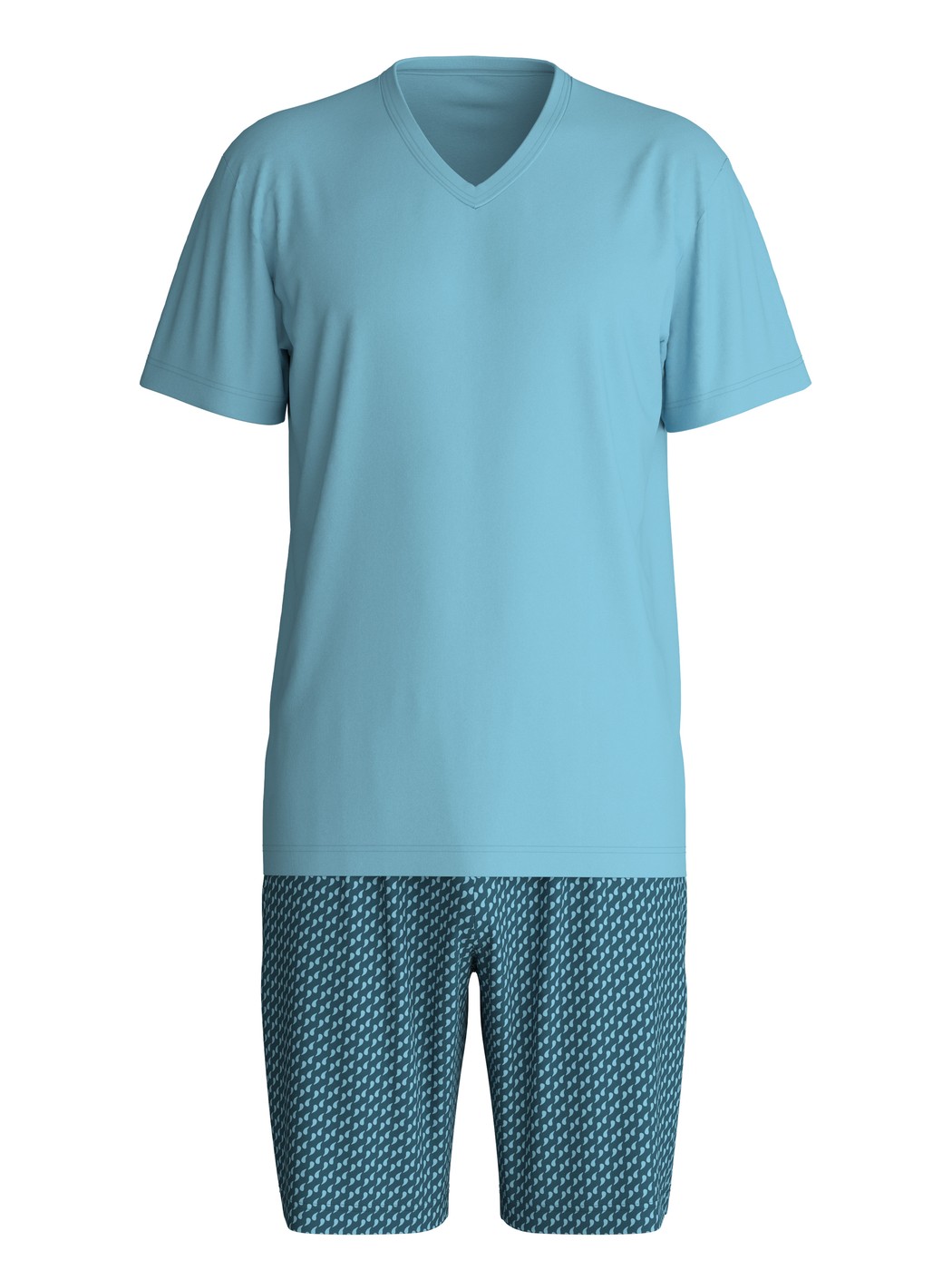 Herren - Kurz-Pyjama aus 100% Baumwolle in Blau, Gemustert aus Serie Cotton Special von CALIDA