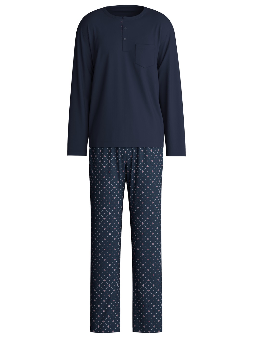 Men - Pyjamas, long made of 100% Cotton in Blue, Patterned, from the Relax Selected 4 series by CALIDA