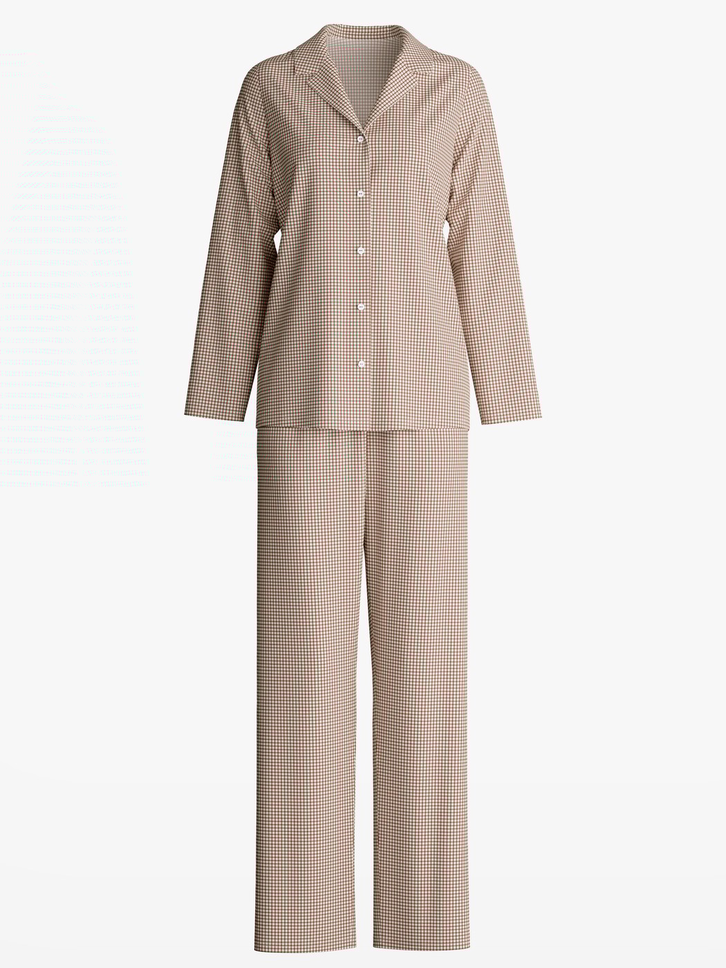 Damen - Pyjama mit Knöpfen aus 100% Baumwolle in Rosa, Kariert aus Serie Nightwear Xtra von CALIDA