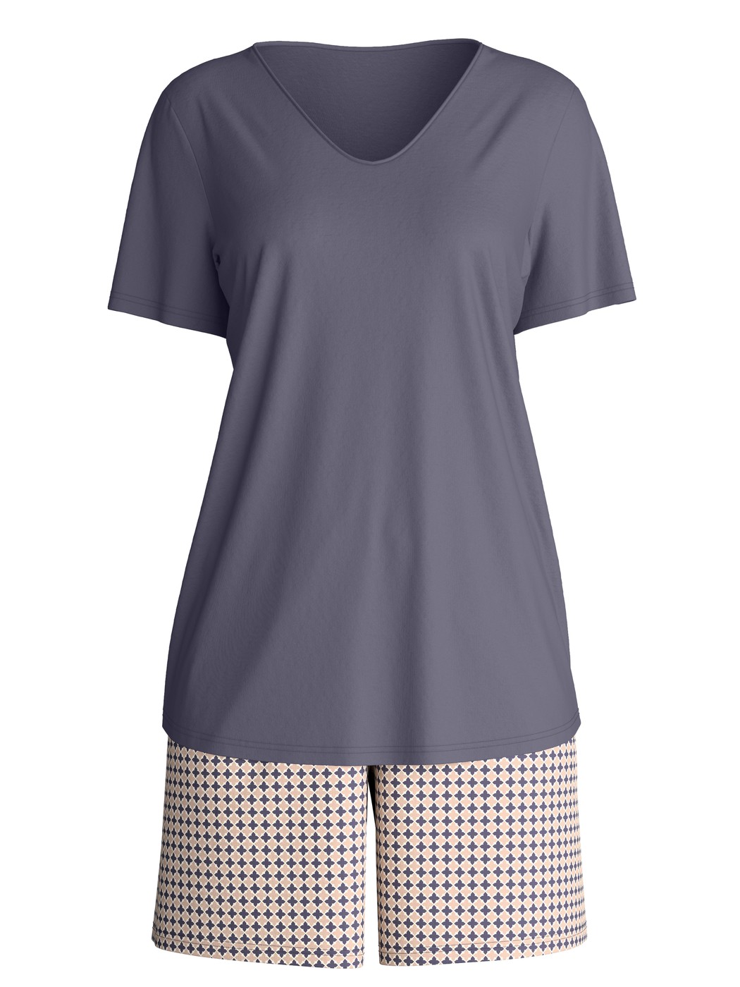 Damen - Kurz-Pyjama aus 100% Baumwolle in Blau, Gemustert aus Serie Graphic Nights von CALIDA