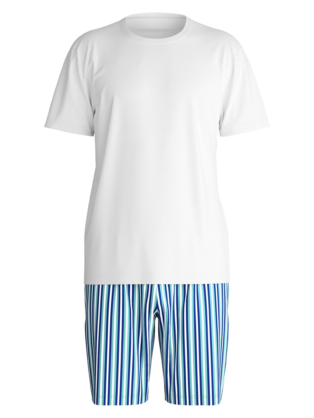 Men - Short pyjama made of 100% Cotton in Blue, Striped, from the Relax Streamline 4 series by CALIDA