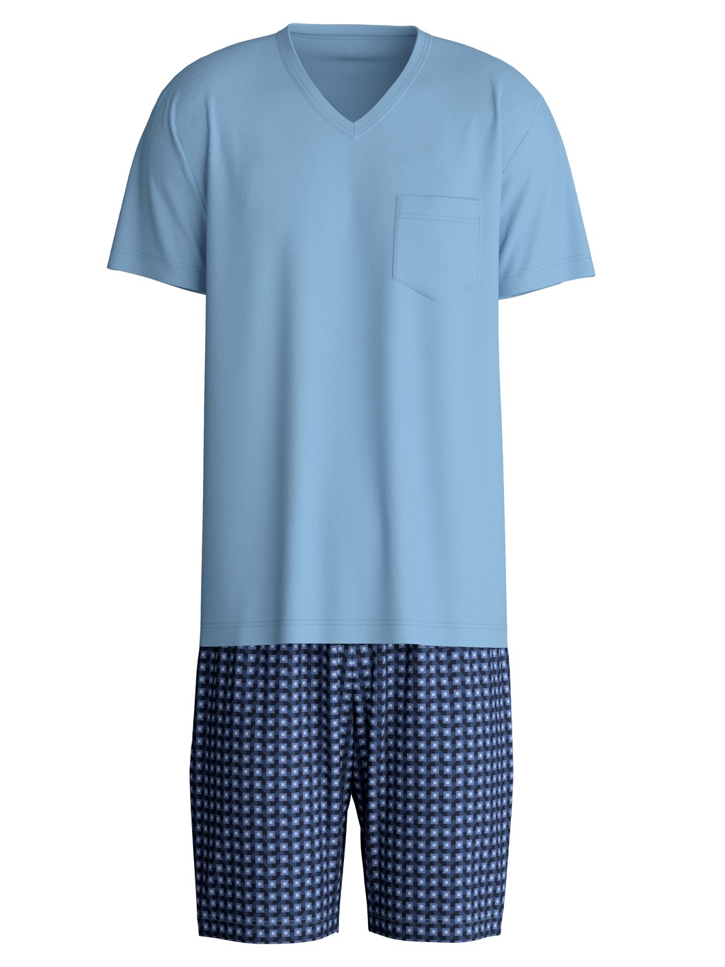 Herren - Kurz-Pyjama aus 100% Baumwolle in Blau, Kariert aus Serie Relax Streamline 1 von CALIDA