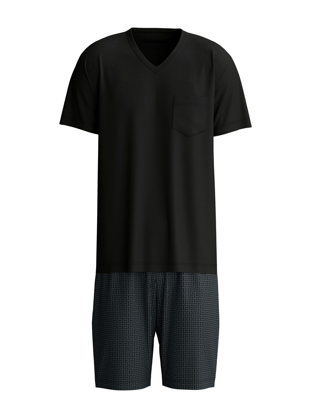 Men - Short pyjamas made of 100% Cotton in Black, Patterned, from the Relax Streamline 2 series by CALIDA