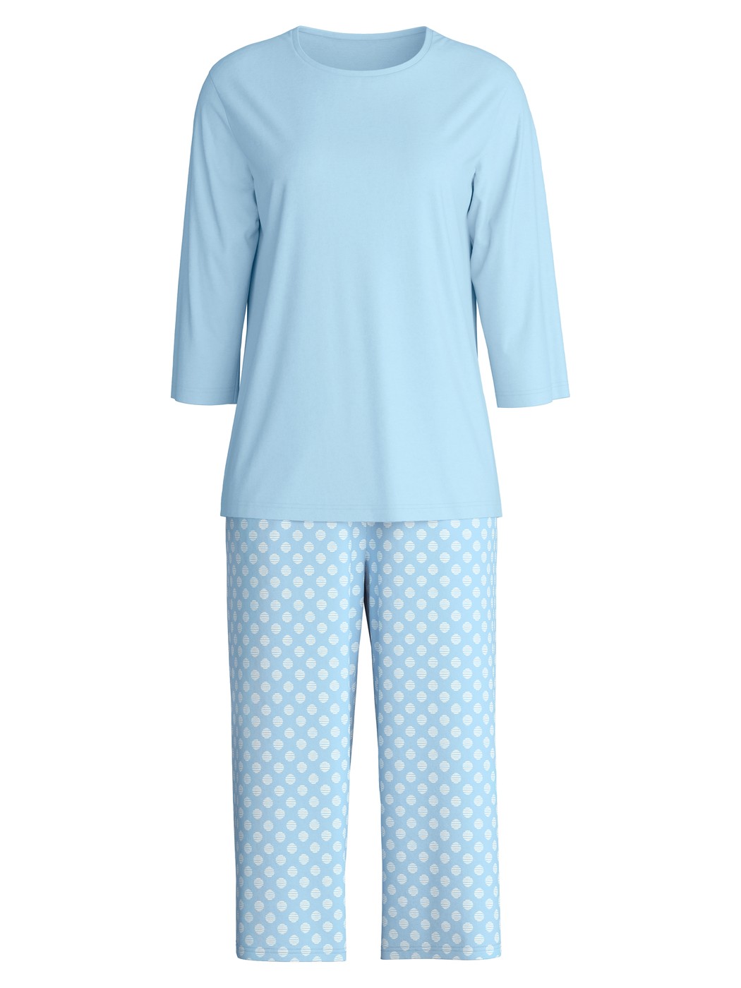 Femme - Pyjama capri en 100% coton de couleur Bleu, À motifs, de la série Lovely Nights de CALIDA