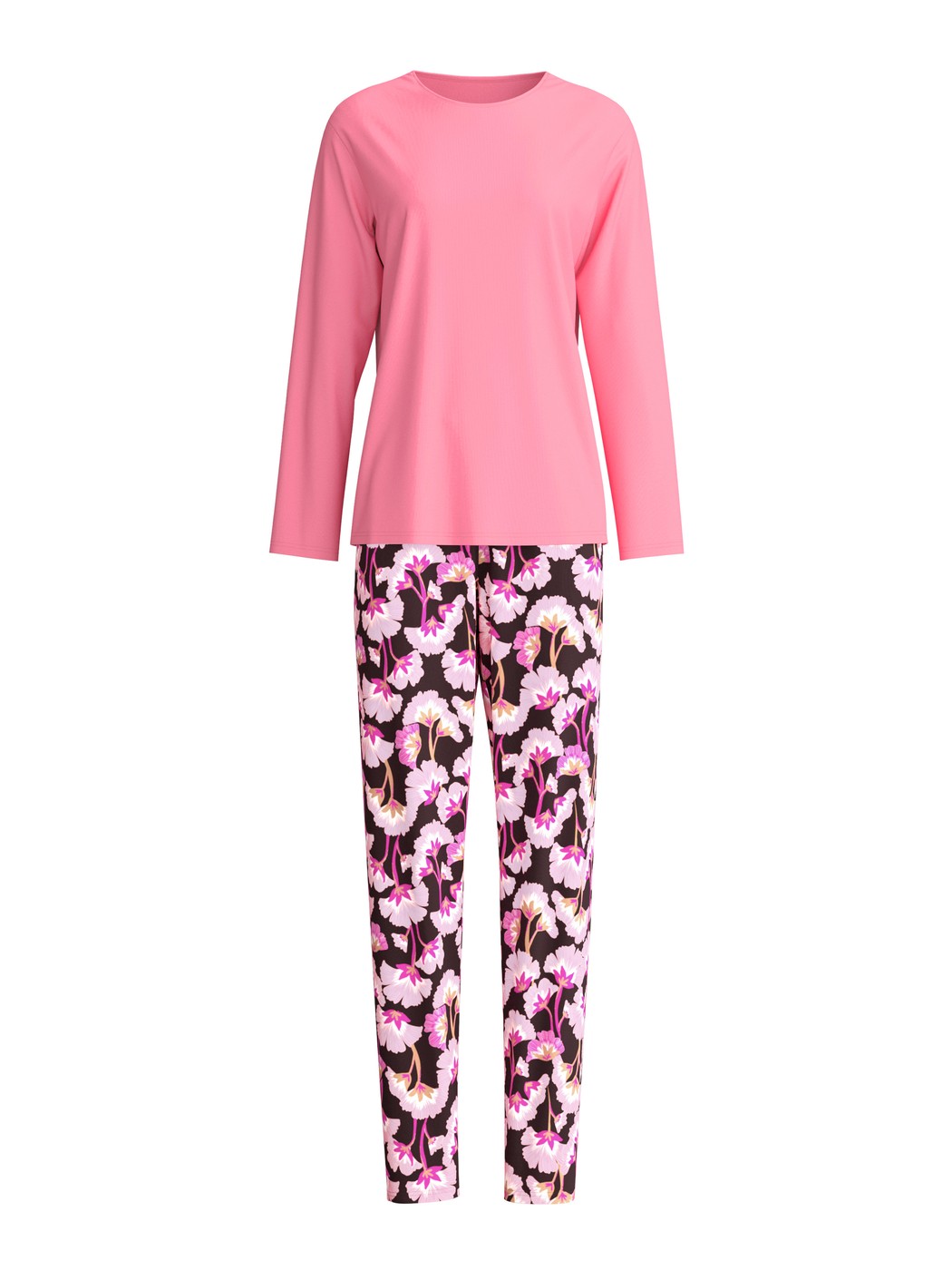 Women - Pyjamas, long made of 100% Cotton in Pink, Floral, from the Autumn Dreams series by CALIDA