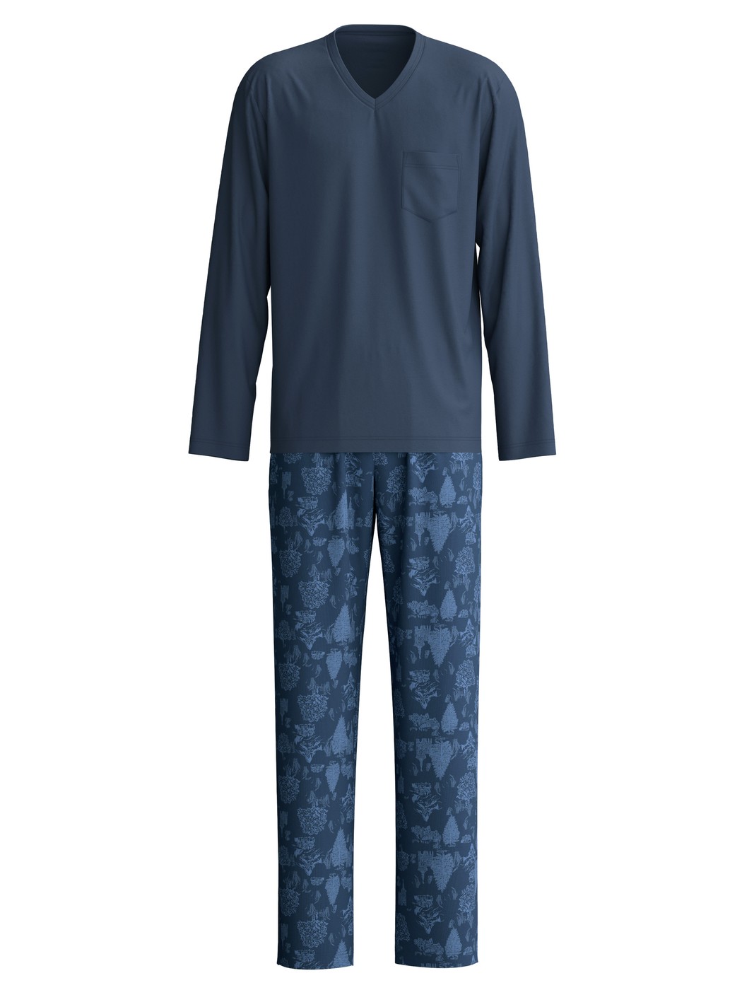 Herren - Pyjama, lang aus 100% Baumwolle in Blau, Gemustert aus Serie Relax Streamline 1 von CALIDA