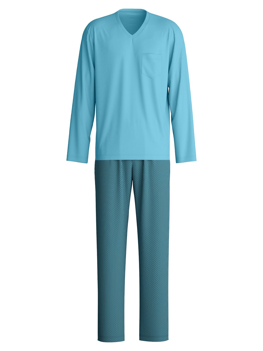 Herren - Pyjama, lang aus 100% Baumwolle in Blau, Gemustert aus Serie Relax Streamline 1 von CALIDA