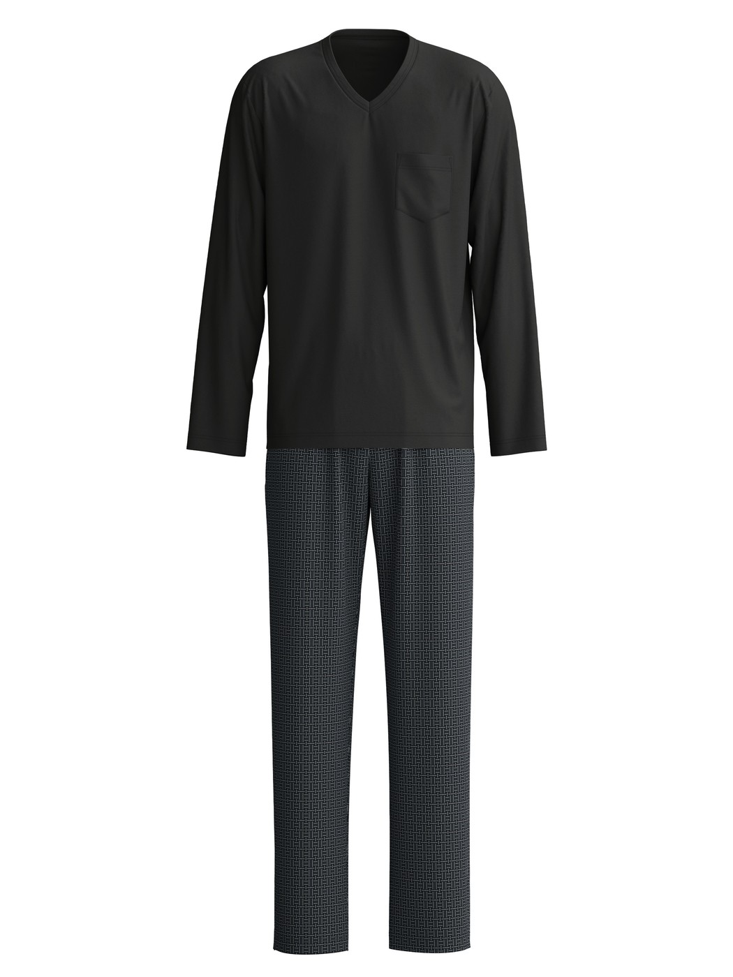 Men - Pyjamas, long made of 100% Cotton in Black, Patterned, from the Relax Streamline 2 series by CALIDA