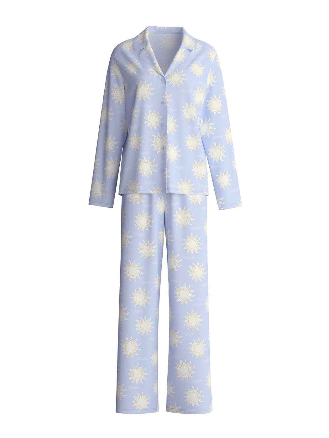 Women - Button-Up Pyjama made of 100% Cotton in Blue, Patterned, from the EDITION 85 series by CALIDA