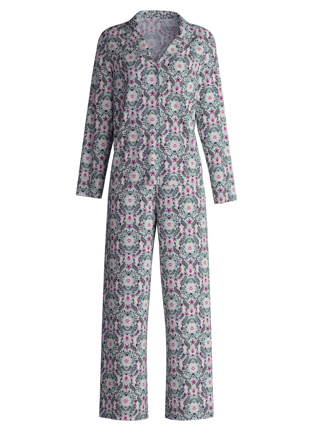 Women - Button-Up Pyjama made of 100% Cotton in Blue, Patterned, from the Autumn Dreams series by CALIDA