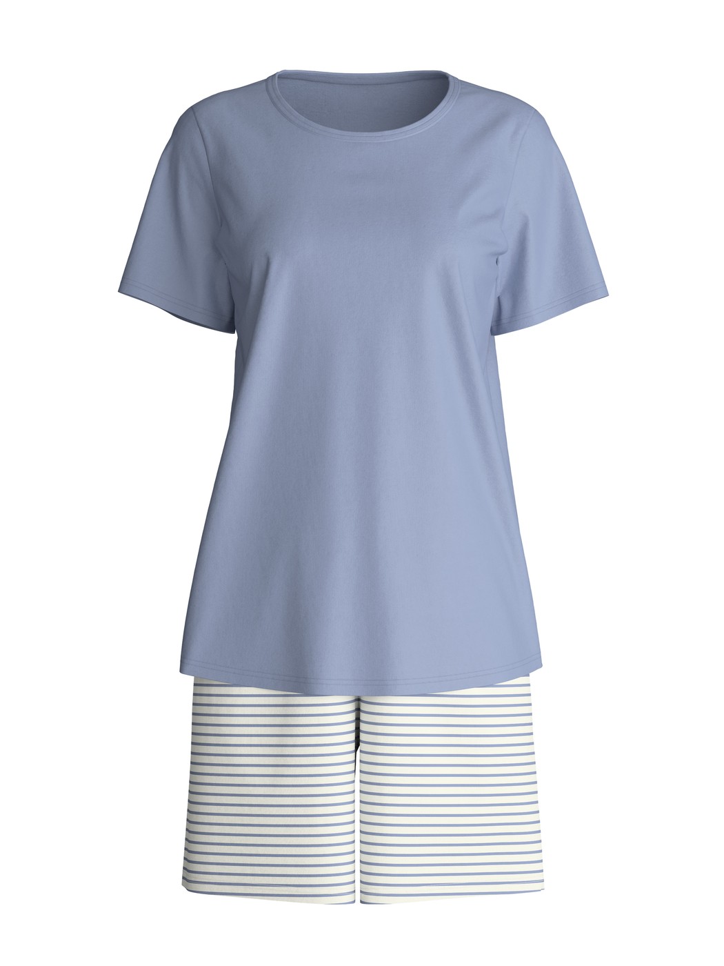 Damen - Kurz-Pyjama aus 100% Baumwolle in Blau, Gestreift aus Serie Cotton Special von CALIDA
