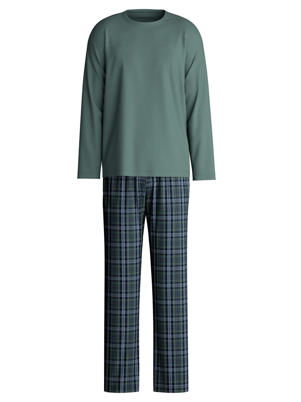 Uomo - Pigiami, lunghi in 100% cotone di colore Verde, A scacchi, della serie Relax Streamline 3 di CALIDA