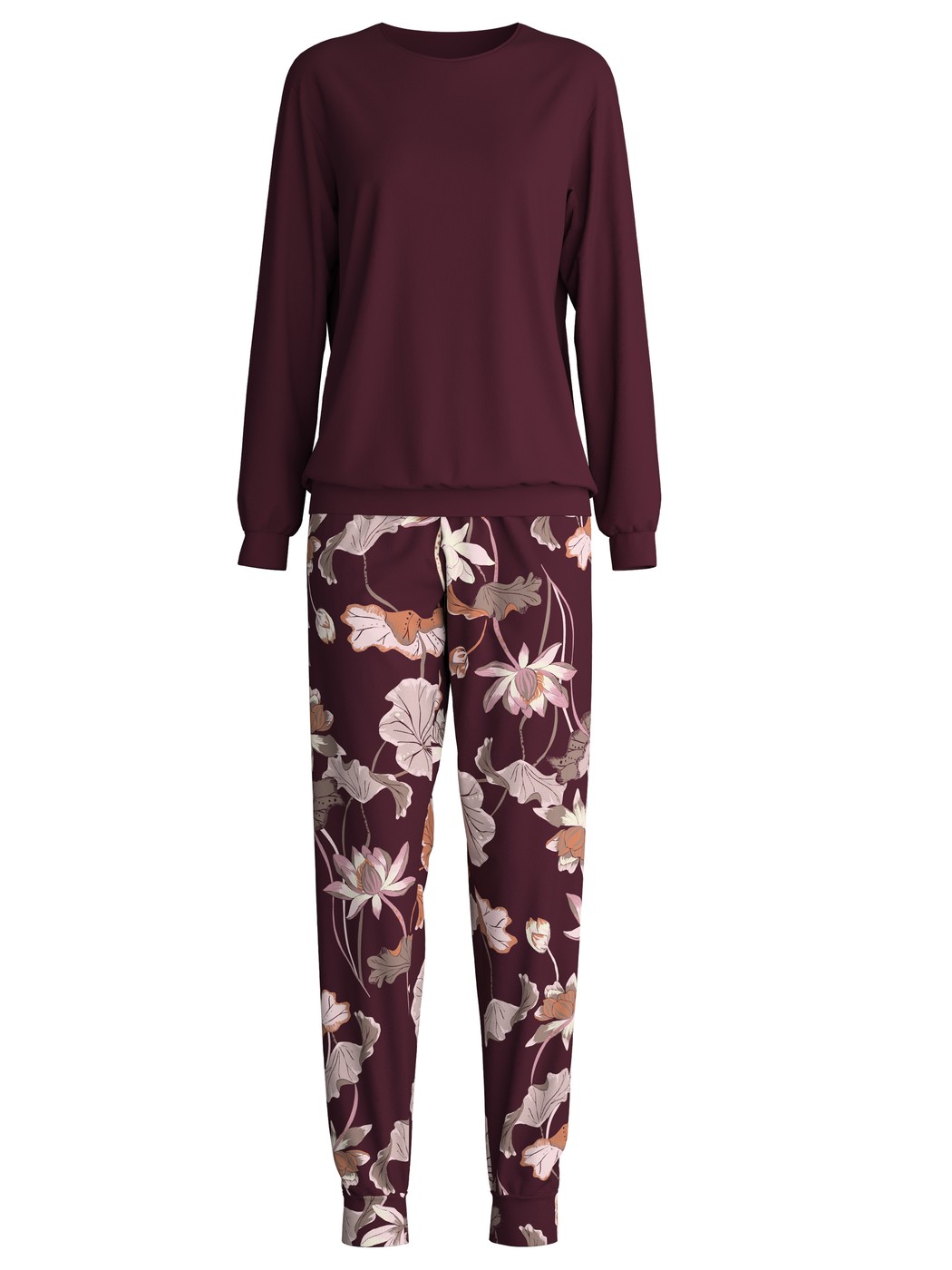 Damen - Bündchen-Pyjama aus 100% Baumwolle in Rot, Floral aus Serie Season Special von CALIDA