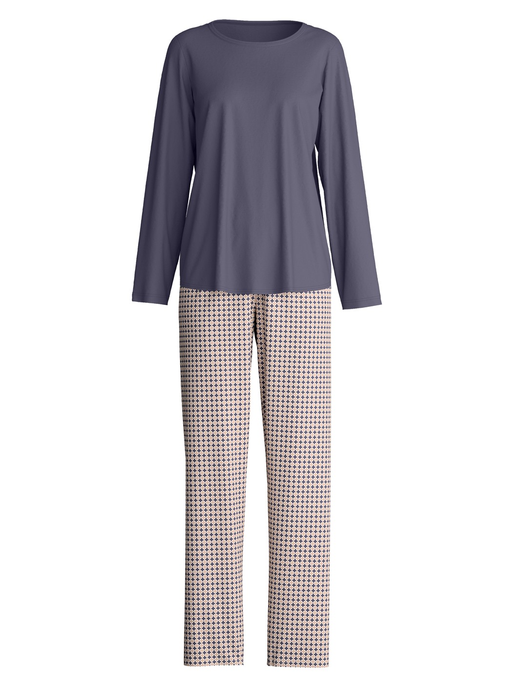 Damen - Pyjama, lang aus 100% Baumwolle in Blau, Gemustert aus Serie Graphic Nights von CALIDA