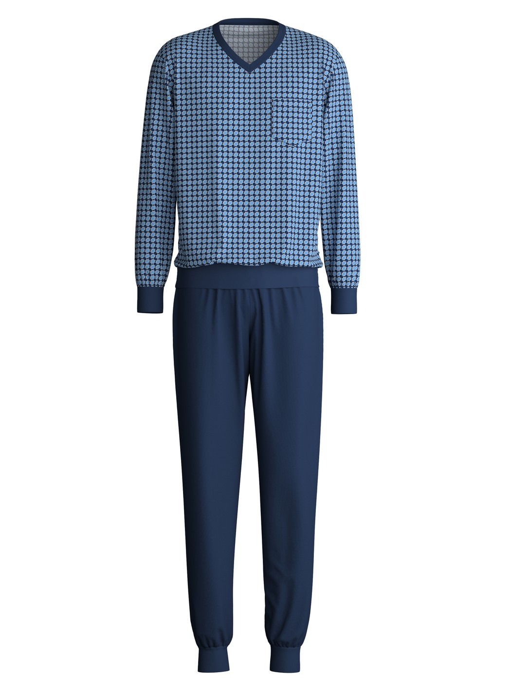 Men - Pyjama with cuff made of 100% Cotton in Blue, Checked, from the Relax Streamline 2 series by CALIDA