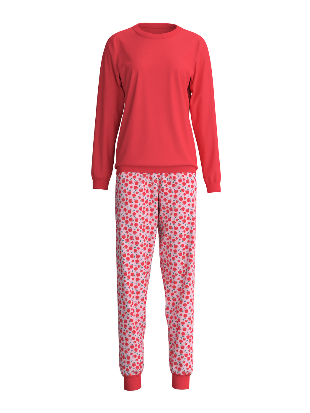 Women - Pyjama with cuff made of 100% Cotton in Red, Patterned, from the Fruity Dreams series by CALIDA