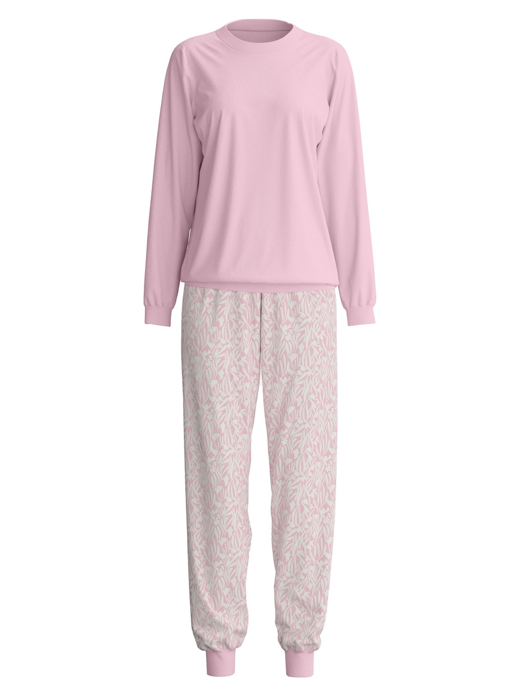 Damen - Bündchen-Pyjama aus 100% Baumwolle in Violett, Gemustert aus Serie Blooming Nights von CALIDA