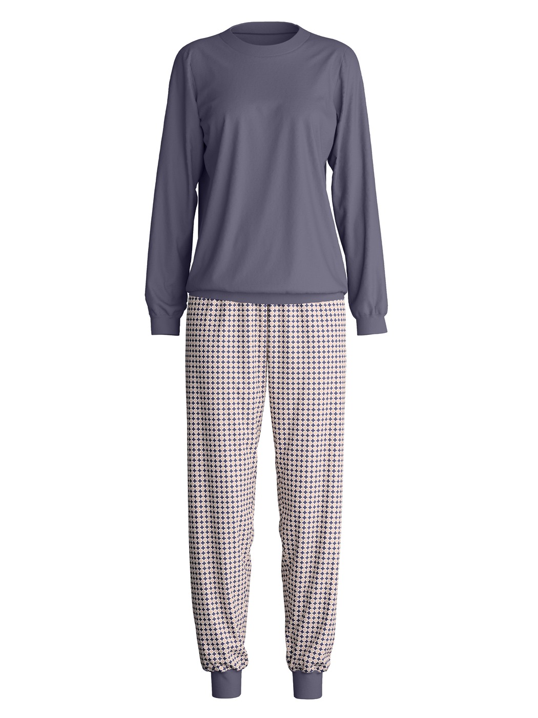 Women - Pyjama with cuff made of 100% Cotton in Blue, Patterned, from the Graphic Nights series by CALIDA