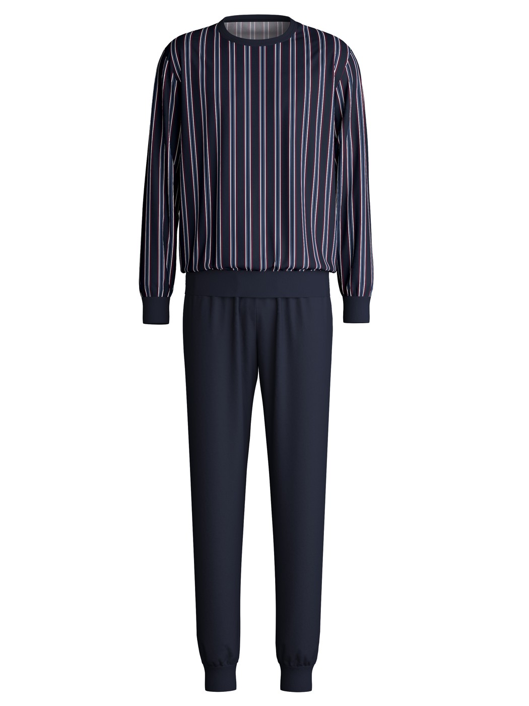 Herren - Bündchen-Pyjama aus 100% Baumwolle in Blau, Gestreift aus Serie Relax Streamline 4 von CALIDA