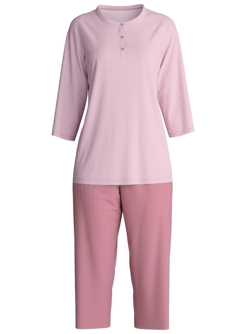 Damen - Capri-Pyjama aus 100% Baumwolle in Rosa, Gestreift aus Serie Striped Dreams von CALIDA