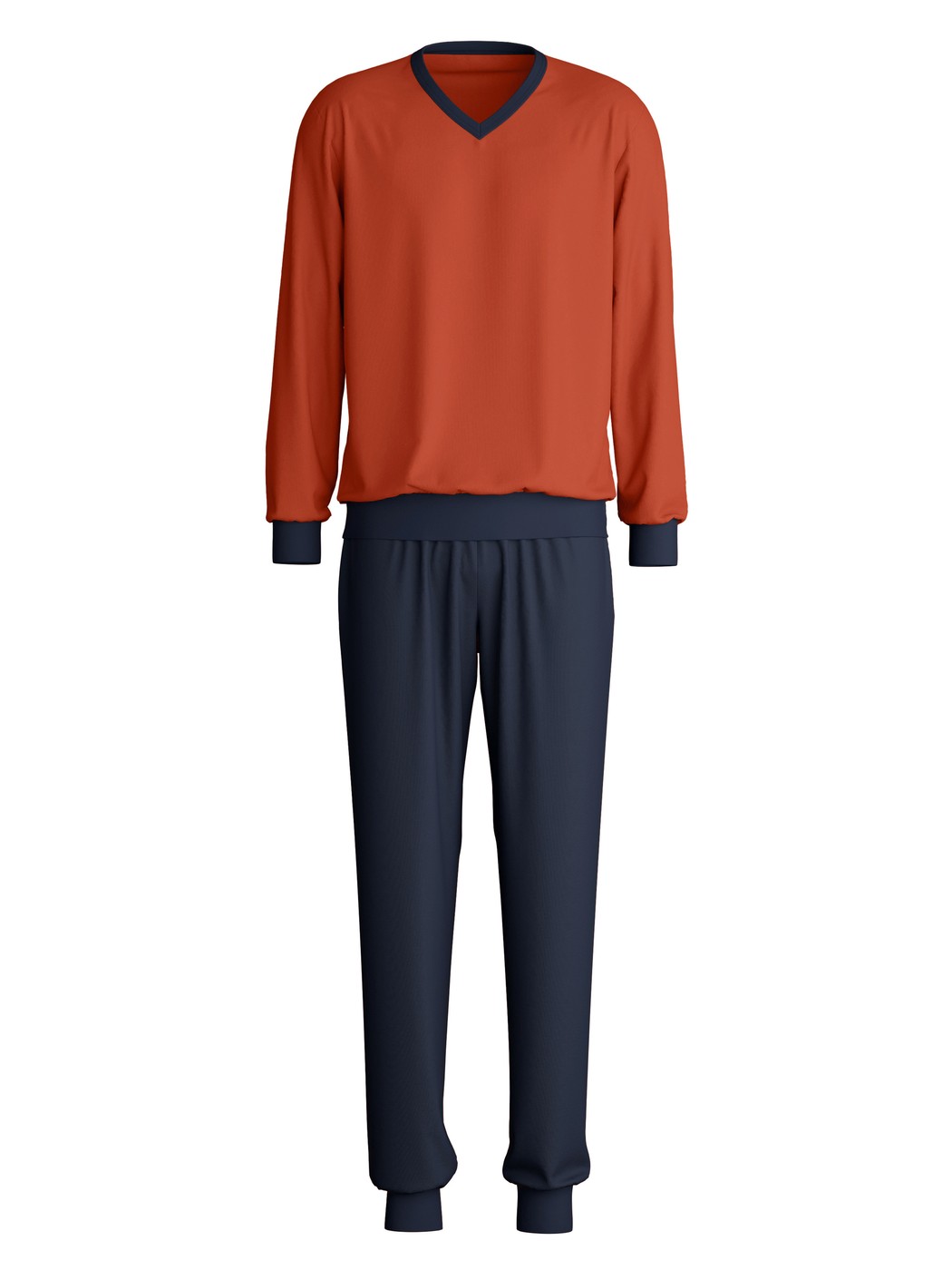 Homme - Pyjama avec bords élastiques en 100% coton de couleur Rouge, Rayée, de la série Nightwear Xtra de CALIDA