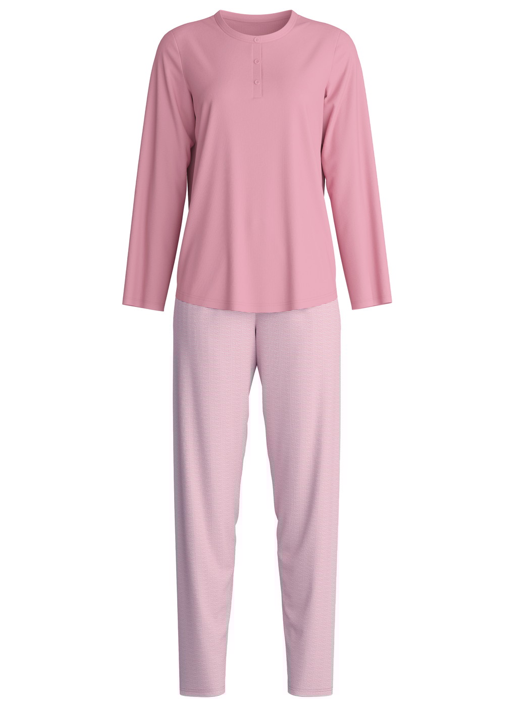 Damen - Pyjama, lang aus 100% Baumwolle in Rosa, Gestreift aus Serie Striped Dreams von CALIDA