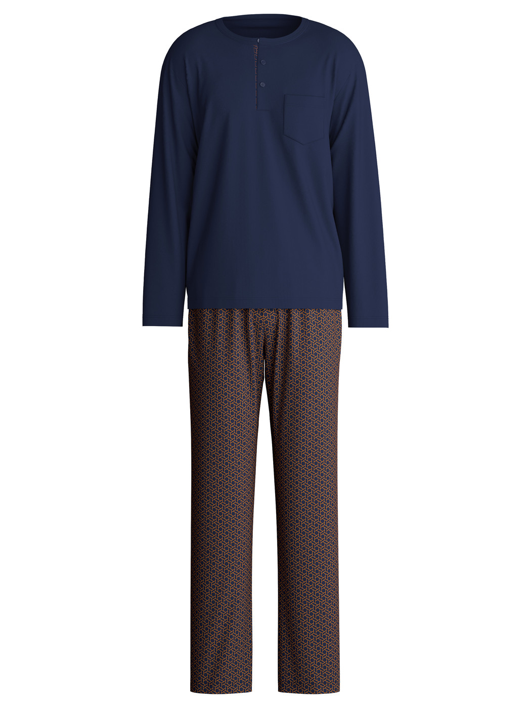 Herren - Pyjama, lang aus 100% Baumwolle in Blau, Einfarbig aus Serie Relax Choice 1 von CALIDA