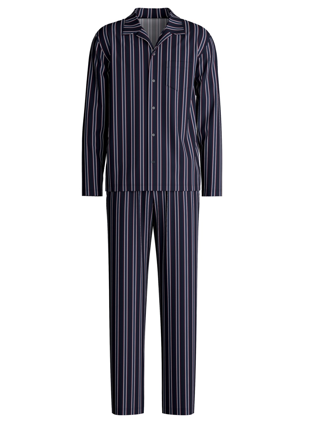 Men - Button-Up Pyjama made of 100% Cotton in Blue, Striped, from the Relax Streamline 4 series by CALIDA