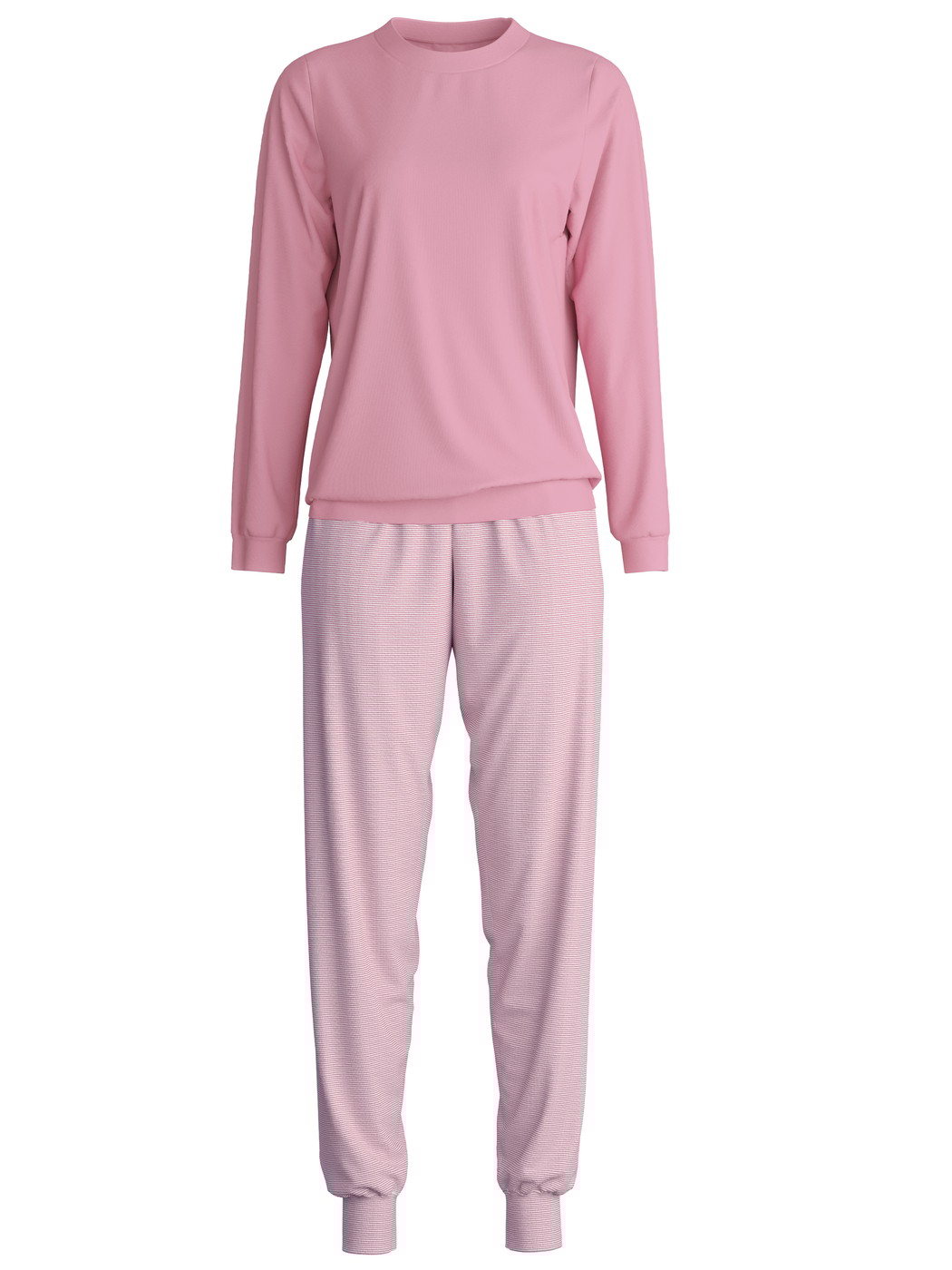 Damen - Bündchen-Pyjama aus 100% Baumwolle in Rosa, Gestreift aus Serie Striped Dreams von CALIDA