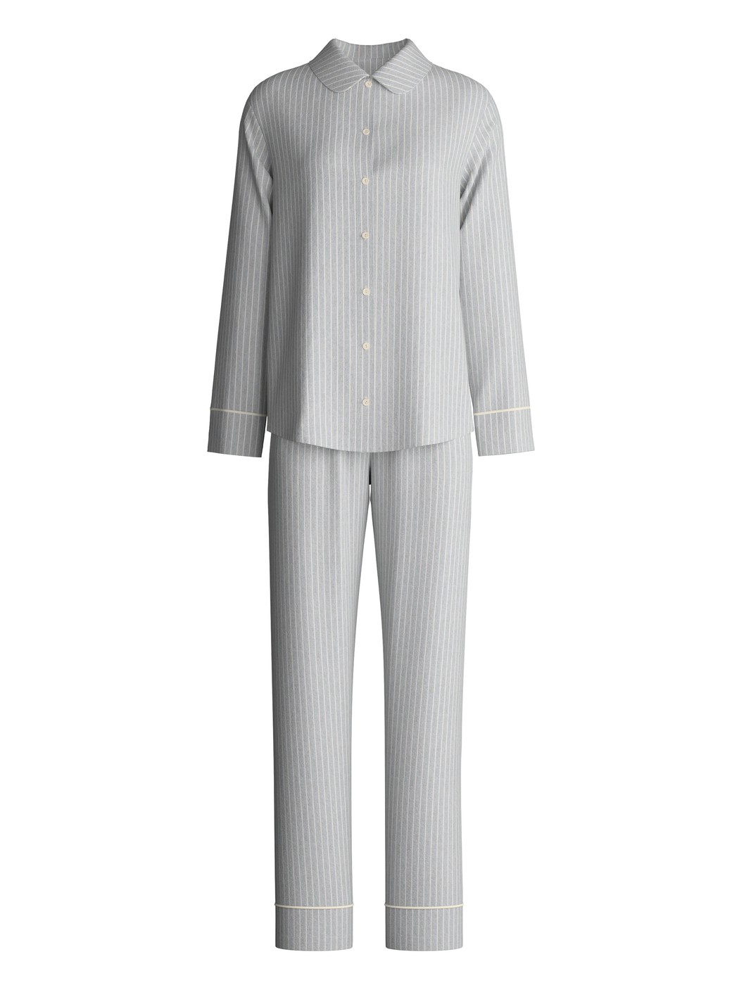 Damen - Flanell-Pyjama mit Knöpfen aus 100% Baumwolle in Blau, Einfarbig aus Serie Flannel Dreams von CALIDA