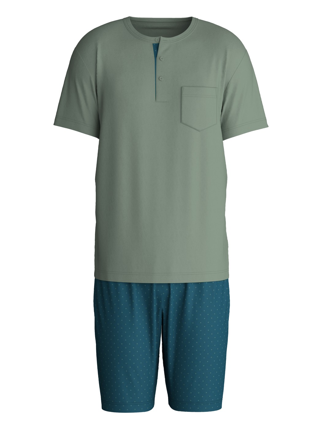 Men - Short pyjama made of 100% Cotton in Green, Patterned, from the Relax Imprint 1 series by CALIDA